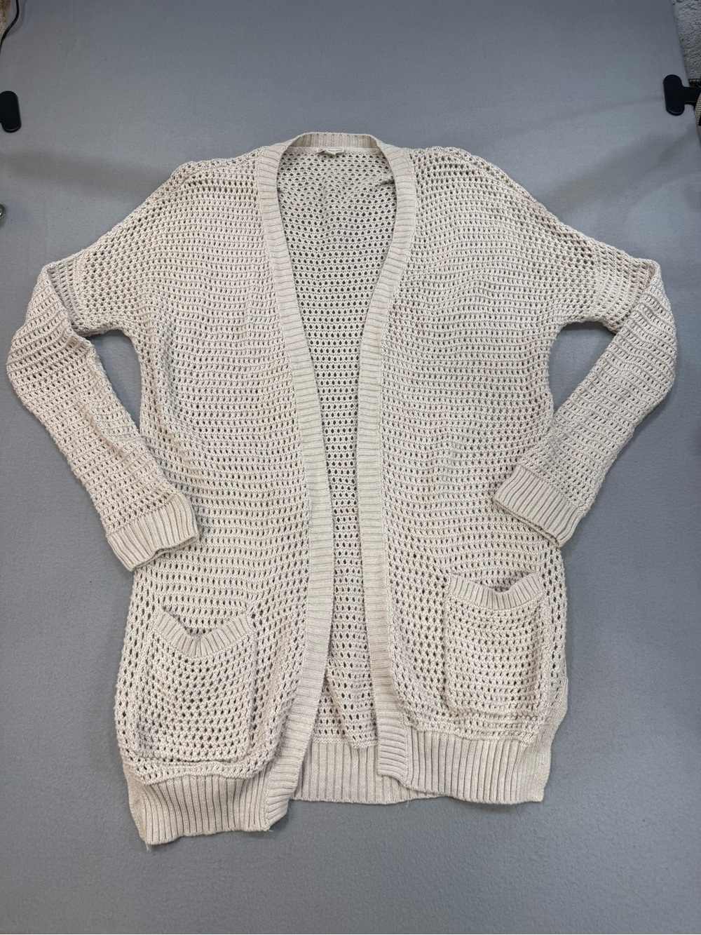 GAP Cream Open-Knit Women's Cardigan with Pockets L